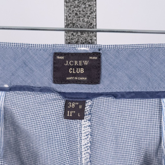 J.Crew Men's Club Shorts Micro Houndstooth Pattern Size 38 Inseam 11" Blue White - Picture 6 of 6